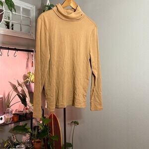 Womens Tunic Top‎ Long Sleeve Turtleneck Comfortable Relaxed Fit Beige
